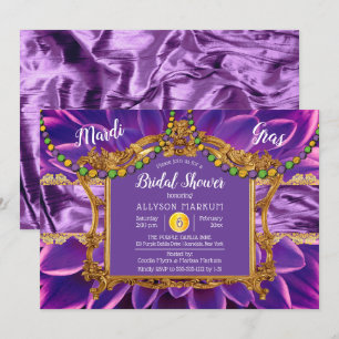 Lila Guld Blommigt Mardi Gras Möhippa Inbjudningar