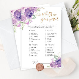 Lila guld blommigt vad du har i ditt handväska