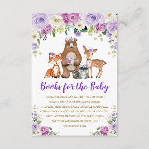 Lila Guld Blommigt Woodland Animals Bokar för Baby Tilläggskort
