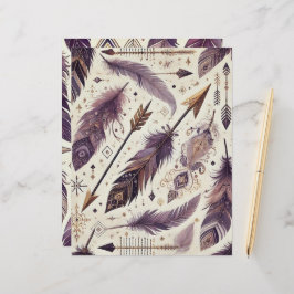 Lila & Guld Boho Arrows and Feathers Scrapbook