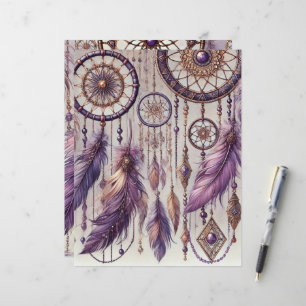 Lila & Guld Boho Dreamcatcher Mönster