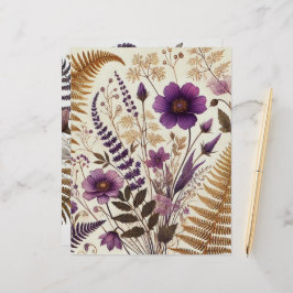 Lila & Guld Boho Wildblommor och Ferns Scrapbook