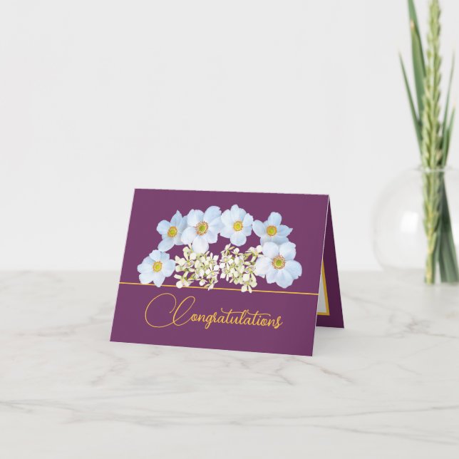 Lila Guld Bouquet Anemone Orchid Grattiss Kort (Framsida)