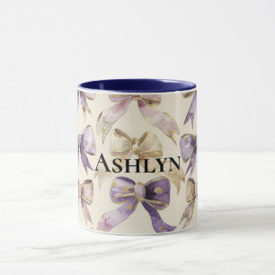 Lila Guld Bows Birthday Mugg