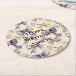 Lila Guld Bows Birthday Underlägg Papper Rund<br><div class="desc">Lila Guld Bows Birthday</div>