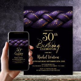Lila Guld Braid 30års födelsedag Party Inbjudningar