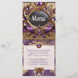 Lila & Guld Bröllop Menu Meny