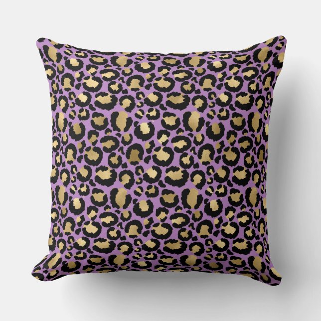 Lila Guld/Brun Guld Leopard Reversible Pillow Kudde (Framsida)