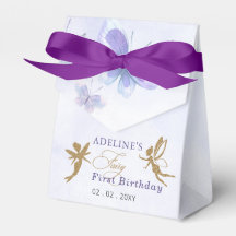 Lila Guld Butterflies Fairy First Birday