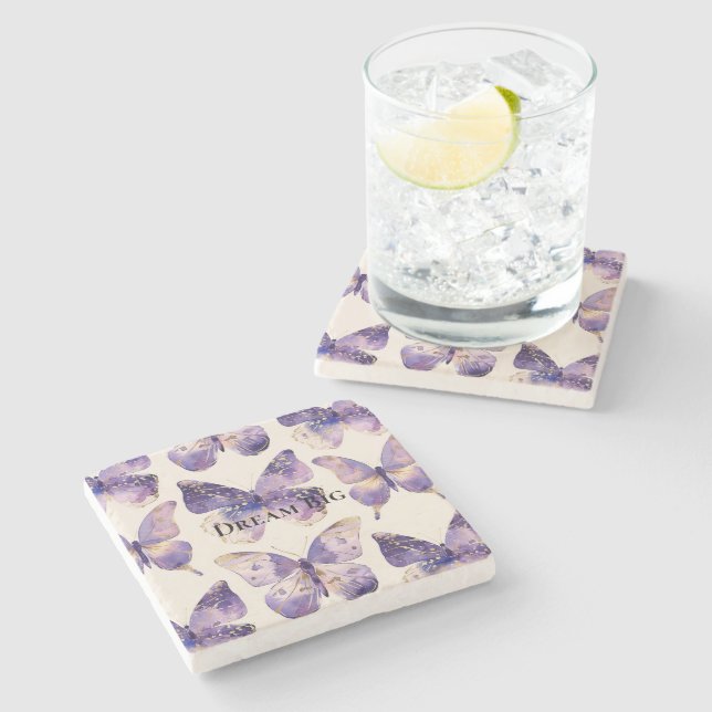 Lila Guld Butterflies Stenunderlägg (Sidan)