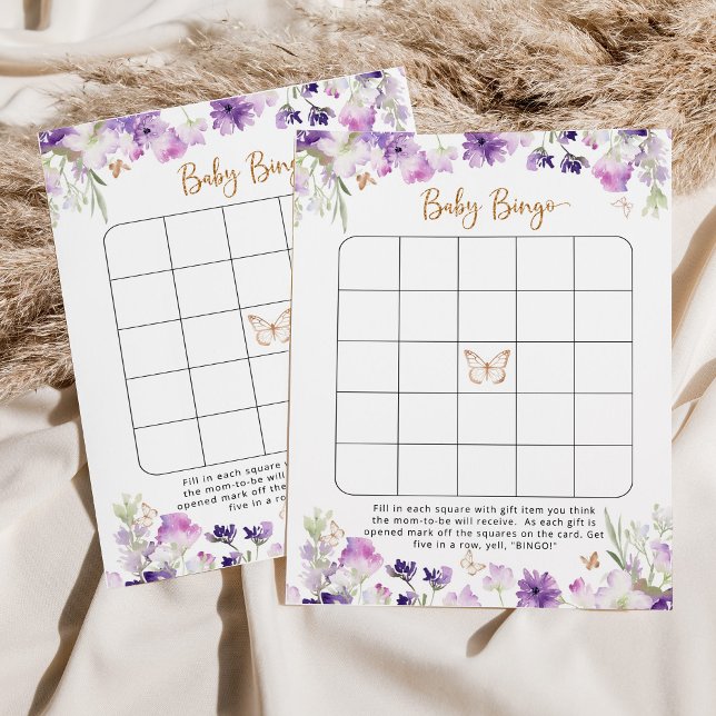 Lila guld butterfly baby bingo (Skapare uppladdad)