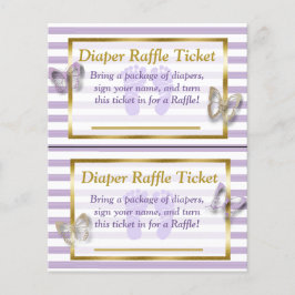 Lila & Guld Butterfly Baby Shower Diaper Raffle Flygblad