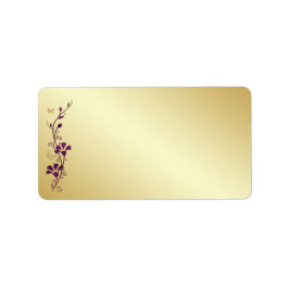 Lila, Guld Butterfly Blommigt Blank Address Label Adressetikett