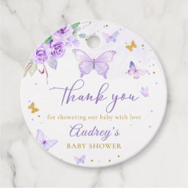 Lila Guld Butterfly Blommigt Girl Baby Shower Gåvor Etiketter