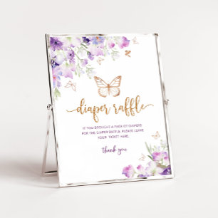 Lila guld Butterfly diaper raffle Sign Poster