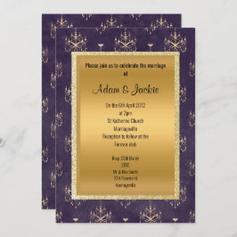 Lila Guld Chandelier bröllop tillfällen Inbjudningar