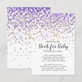 Lila Guld Confetti Baby Shower Bok för Baby Inbjudningar