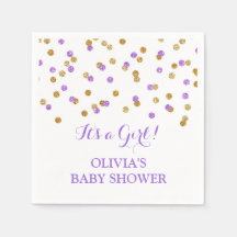 Lila Guld Confetti Baby Shower