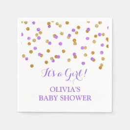 Lila Guld Confetti Baby Shower Pappersservett