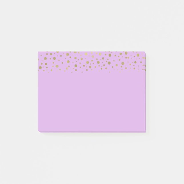 Lila Guld Confetti Post-it Block (Framsida)