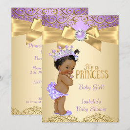 Lila Guld Damask Princess Baby Shower Ethnic Inbjudningar