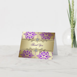 Lila Guld Damask Tacksamhetskort Tack Kort