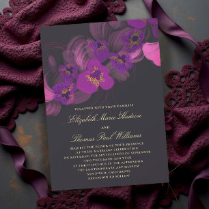 Lila Guld Djärv Orkidé Dyster Mörk Romantisk Bröll Inbjudningar