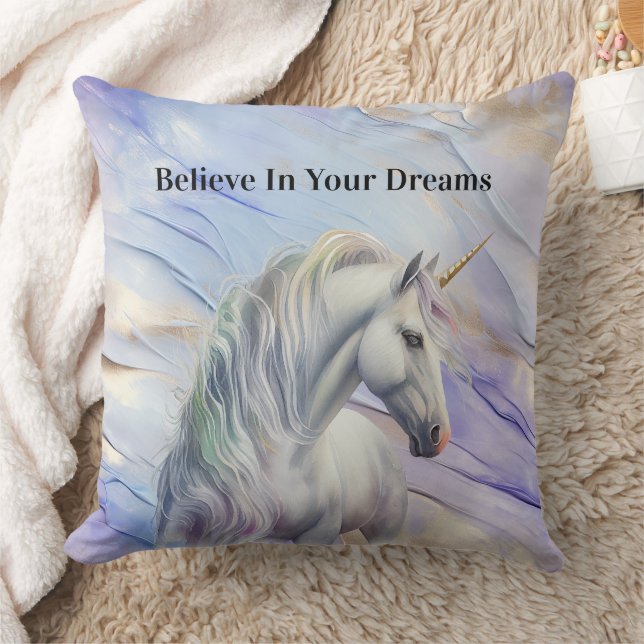 Lila Guld Dream Unicorn Kudde (Filt)