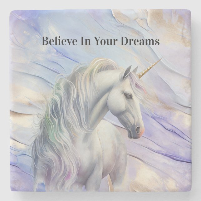 Lila Guld Dream Unicorn Stenunderlägg (Framsidan)