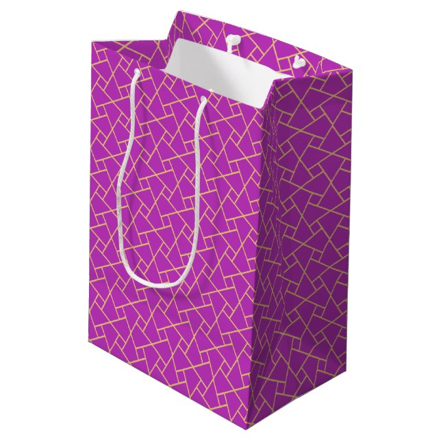 Lila Guld-effekt Islamic Mönster Medium Gift Bag B (Baksidan Vinklad)