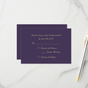 Lila Guld Elegant Fest RSVP Inbjudningskort