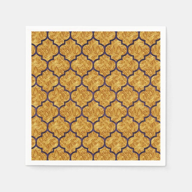 Lila Guld Elegant Royal Indiska Party Bröllop Pappersservett (Framsidan)