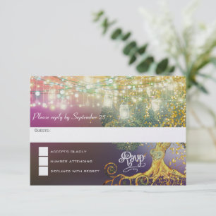 Lila Guld Enchanted Forest Oak Träd Fairytale OSA Kort
