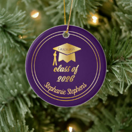 Lila guld examenshatt Examen 2026 Foto  Julgransprydnad Keramik