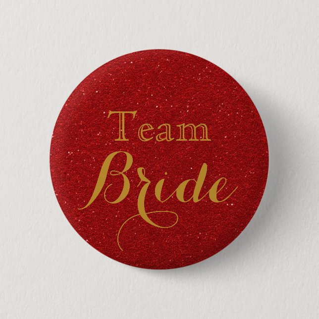 Lila Guld Faux Foil Bröllop Team Bride Knapp (Framsida)