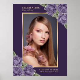 Lila guld firande av livets foto begravningsskylt poster