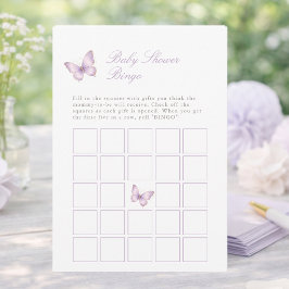 Lila Guld Fjäril Spel Baby Shower Bingo Kort