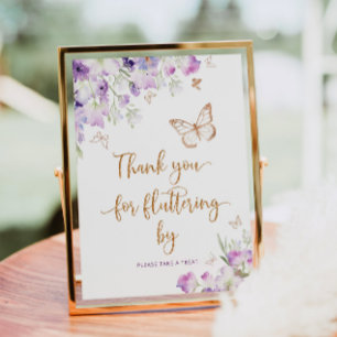 Lila guld-fjäril Tack för att du flödar med Poster