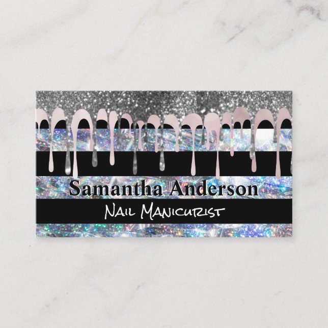 Lila Guld Flakes | Glitter Sequin | Stripe Busi Visitkort (Framsida)