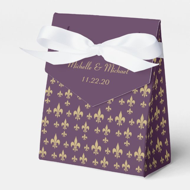 Lila Guld Fleur de Lis Presentaskar (Framsidan Sidan)