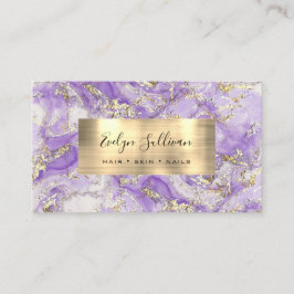 Lila Guld Fluid Marble Visitkort