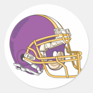 Lila Guld Football Helmet Runt Klistermärke