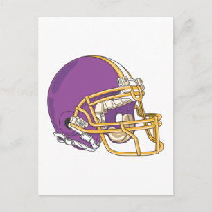 Lila Guld Football Helmet Vykort