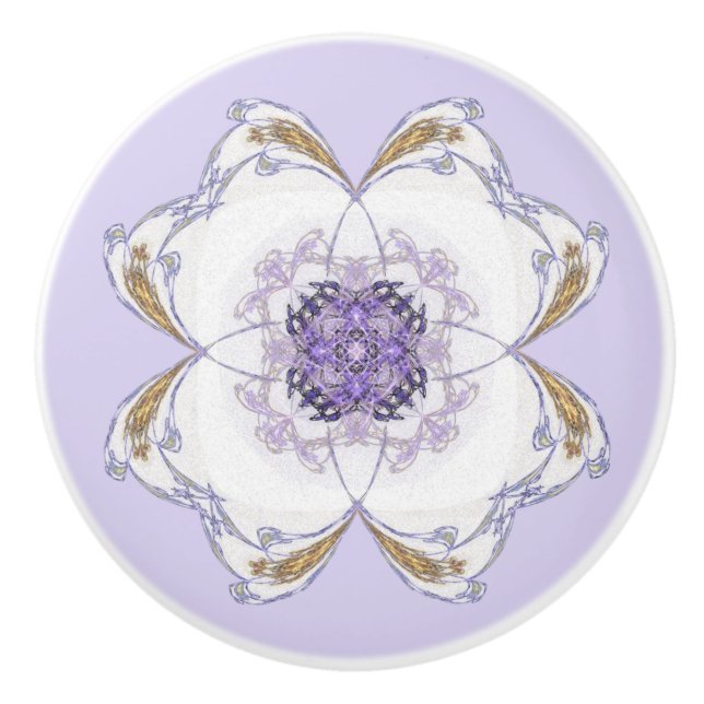 Lila & Guld Fractal Art Blommigt-look Light Lila Knopp (Framsidan)