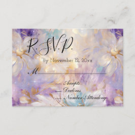 Lila Guld Glam Blommig Bröllop RSVP Tilläggskort