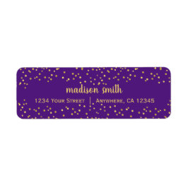 Lila Guld Glam Glitter Confetti | RETURADRESS Returadress Etikett