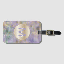 Lila Guld Glam Teal Abstrakt Monogram Bagagebricka