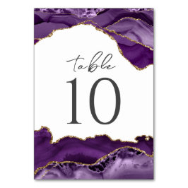 Lila Guld Glitter Agate Bröllop Bordsnummer
