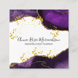 *~* Lila Guld Glitter Agate Modern Elegant Fyrkantigt Visitkort