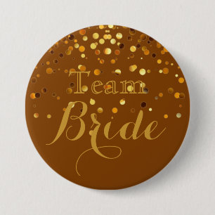 Lila Guld Glitter Faux Foil Bröllop Team Bride Knapp
